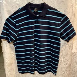 YAGO Turquoise & Black Striped Polo Shirt